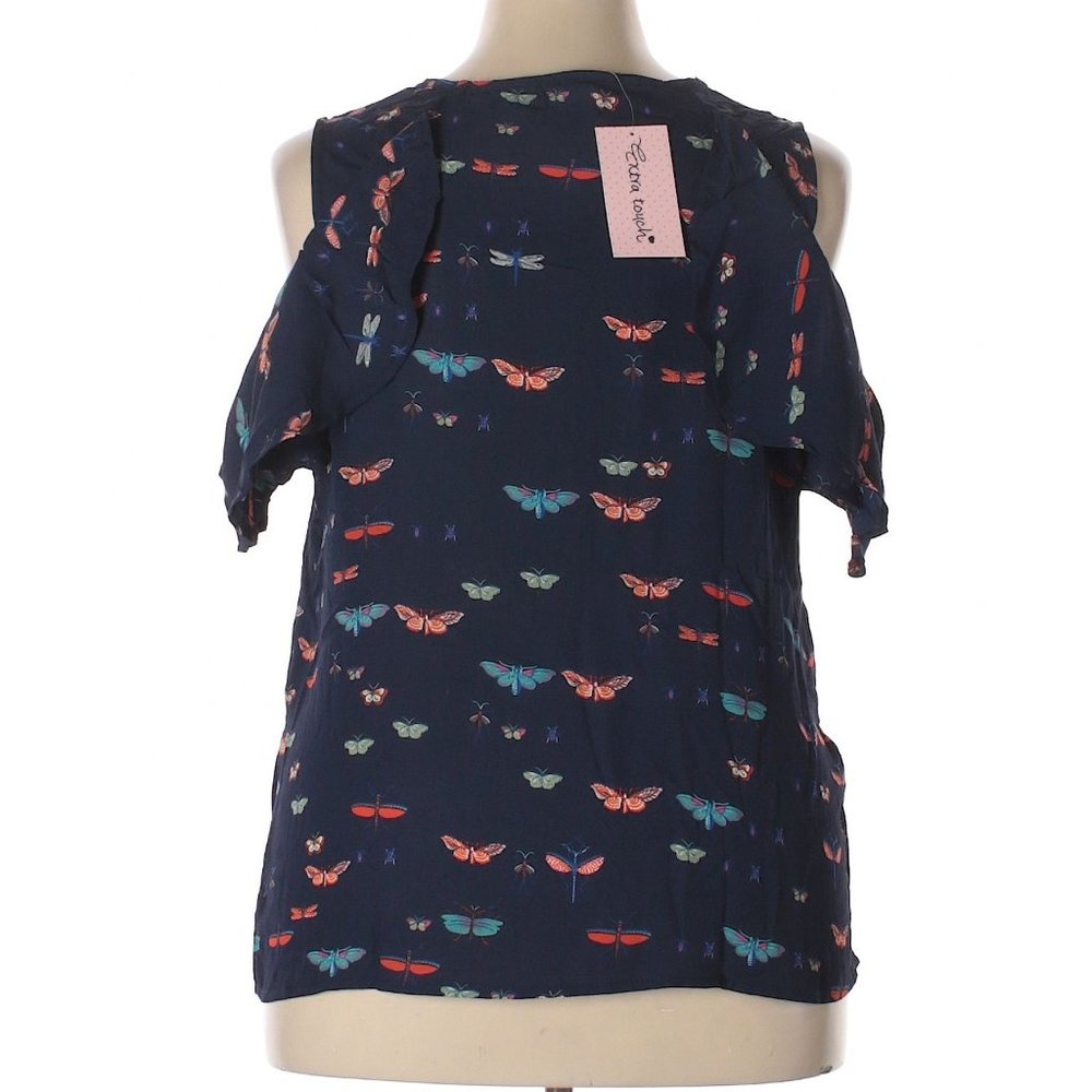 Extra Touch Cold Shoulder Butterfly Print Tunic 3X